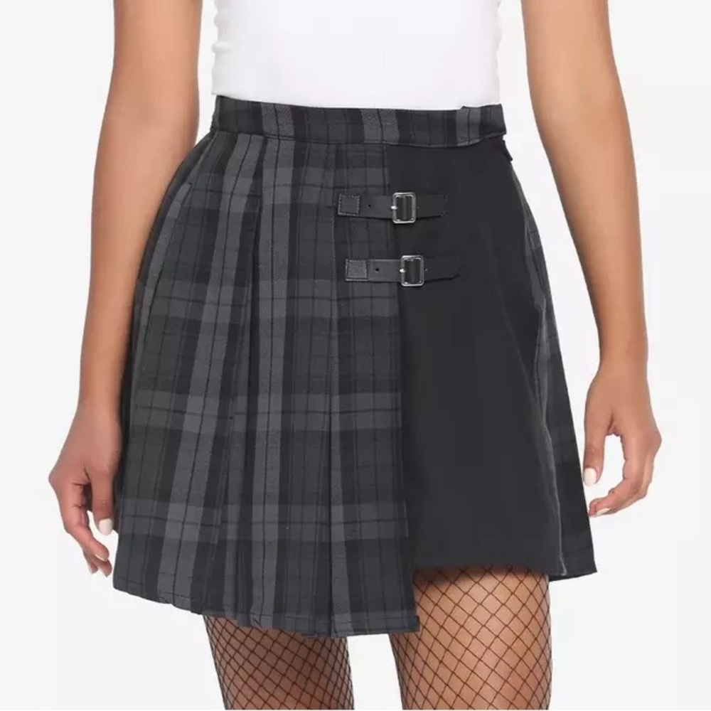 Gray and Black Asymmetrical Mini Skirt for Work